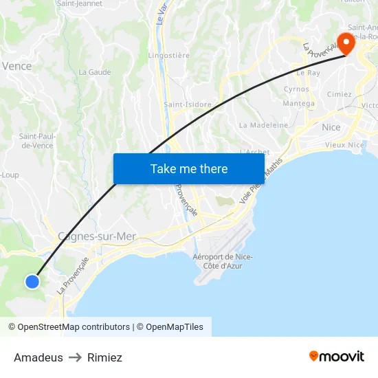 Amadeus to Rimiez map