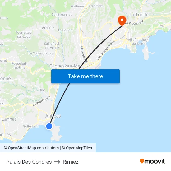 Palais Des Congres to Rimiez map
