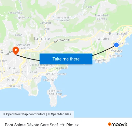 Pont Sainte Dévote Gare Sncf to Rimiez map