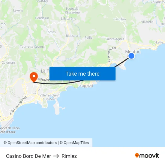 Casino Bord De Mer to Rimiez map