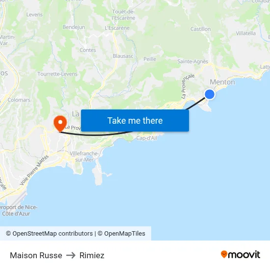 Maison Russe to Rimiez map