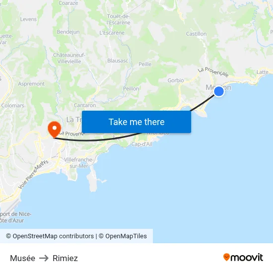 Musée to Rimiez map