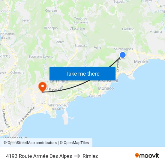 4193 Route Armée Des Alpes to Rimiez map