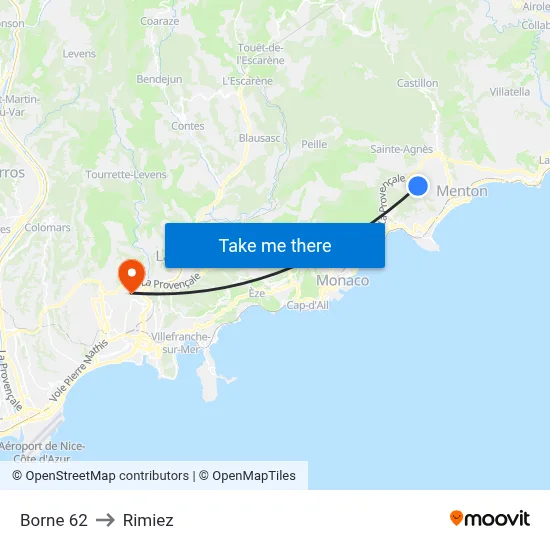 Borne 62 to Rimiez map