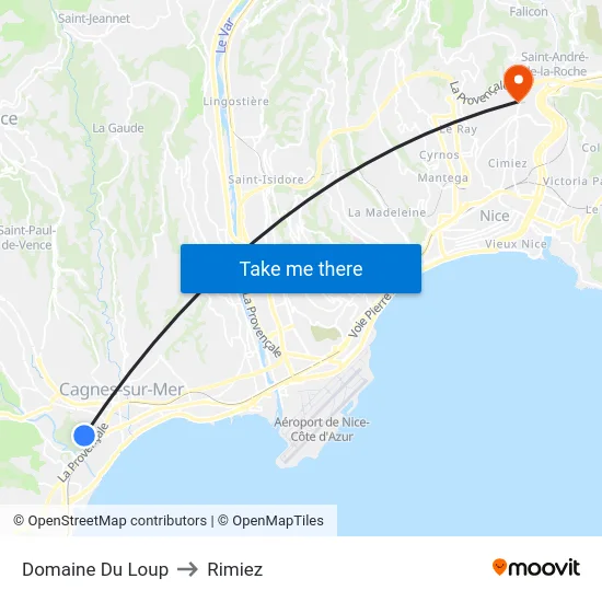 Domaine Du Loup to Rimiez map