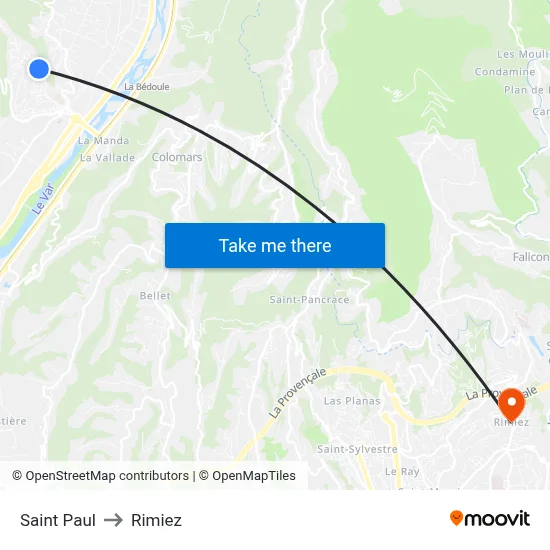 Saint Paul to Rimiez map