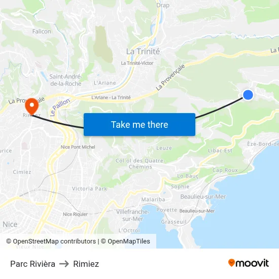 Parc Rivièra to Rimiez map