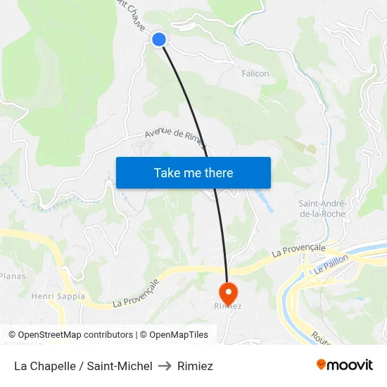 La Chapelle / Saint-Michel to Rimiez map