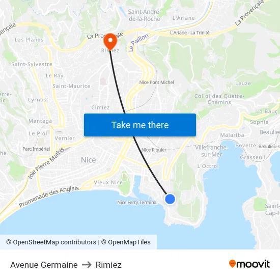 Avenue Germaine to Rimiez map