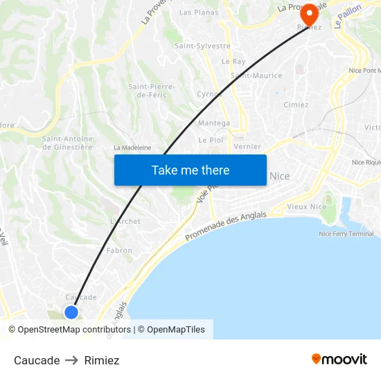 Caucade to Rimiez map