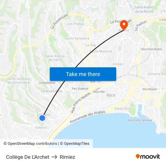 Collège De L'Archet to Rimiez map