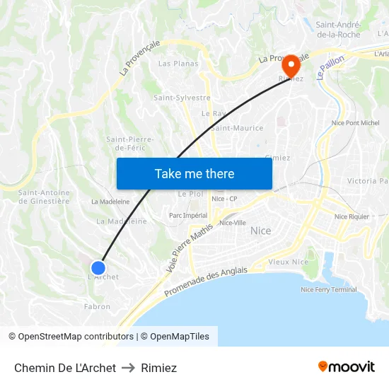 Chemin De L'Archet to Rimiez map