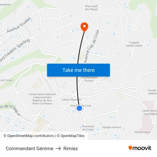 Commandant Gérôme to Rimiez map
