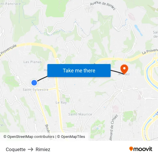 Coquette to Rimiez map