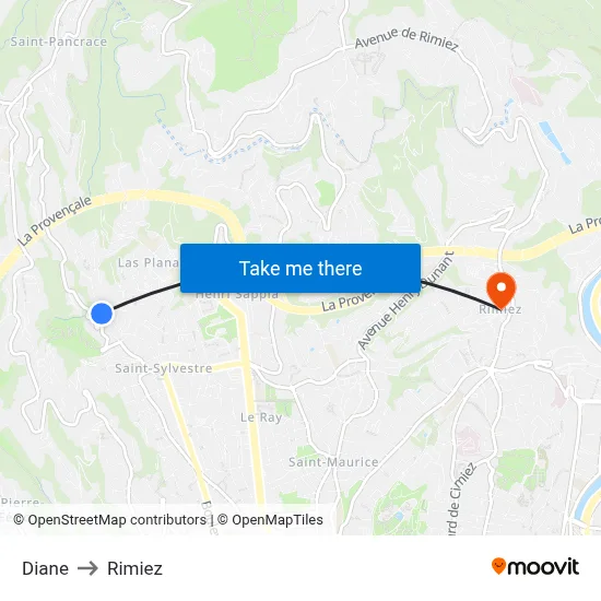 Diane to Rimiez map