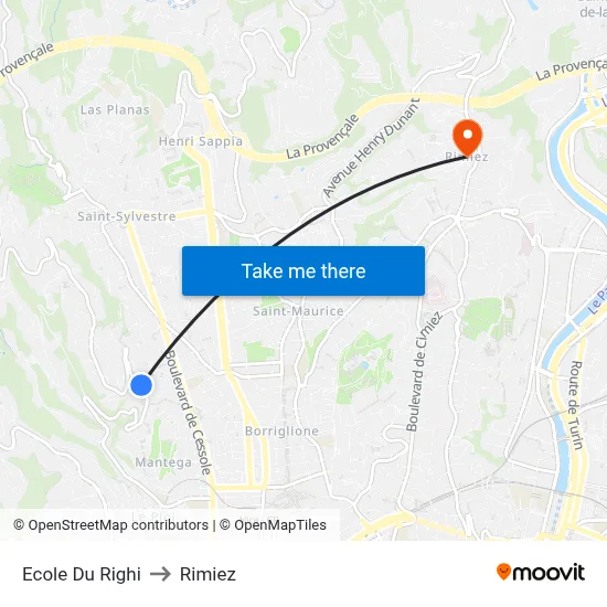 Ecole Du Righi to Rimiez map