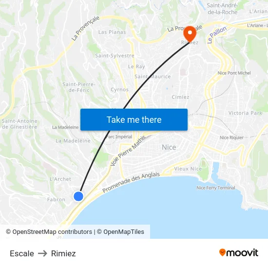 Escale to Rimiez map