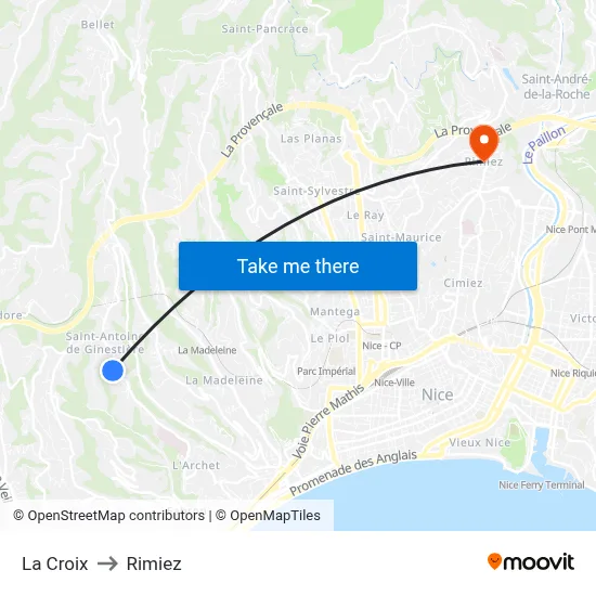 La Croix to Rimiez map