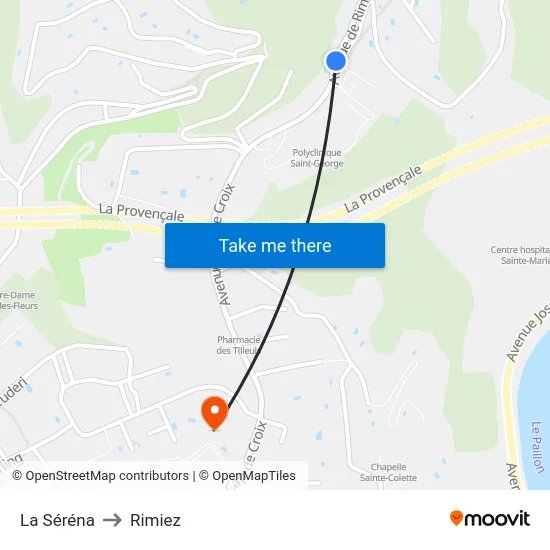 La Séréna to Rimiez map