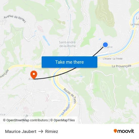 Maurice Jaubert to Rimiez map