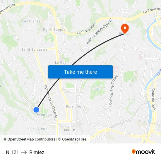 N.121 to Rimiez map