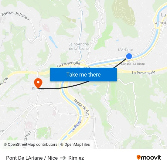 Pont De L'Ariane / Nice to Rimiez map