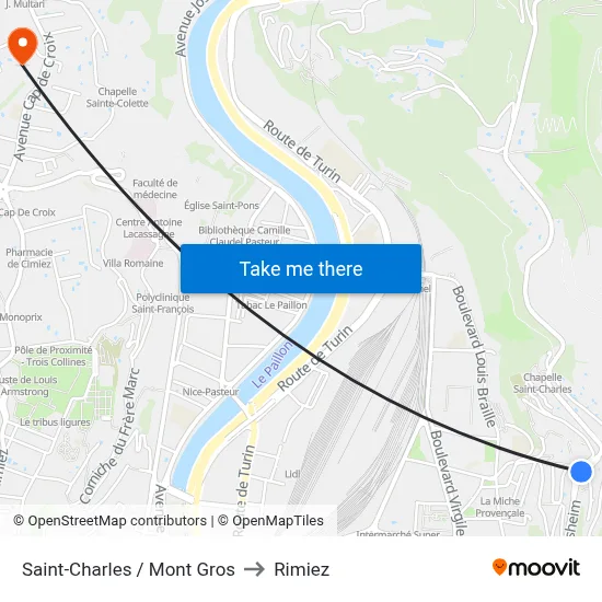Saint-Charles / Mont Gros to Rimiez map