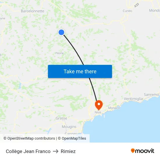 Collège Jean Franco to Rimiez map