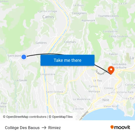 Collège Des Baous to Rimiez map