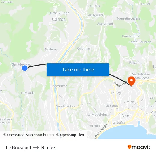 Le Brusquet to Rimiez map
