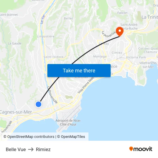 Belle Vue to Rimiez map