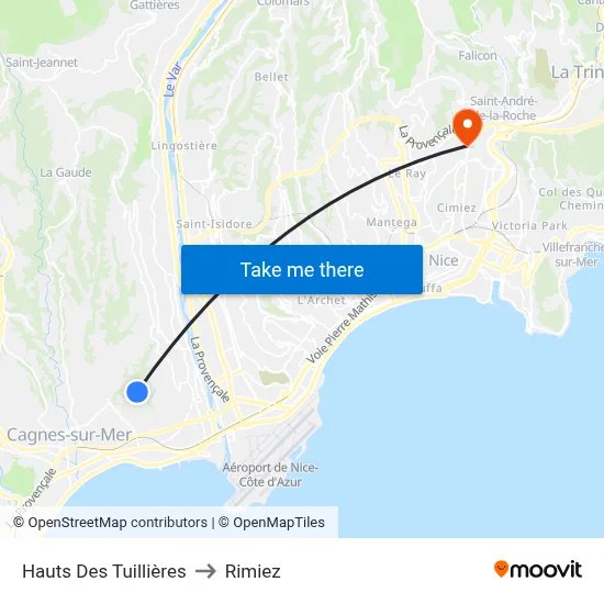 Hauts Des Tuillières to Rimiez map