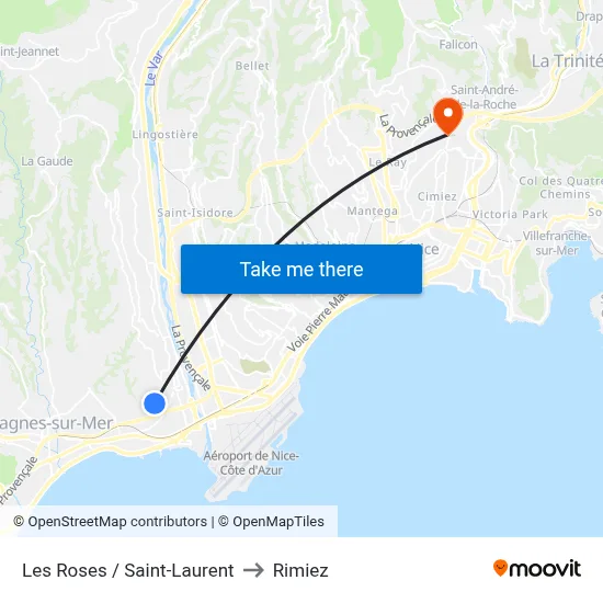 Les Roses / Saint-Laurent to Rimiez map