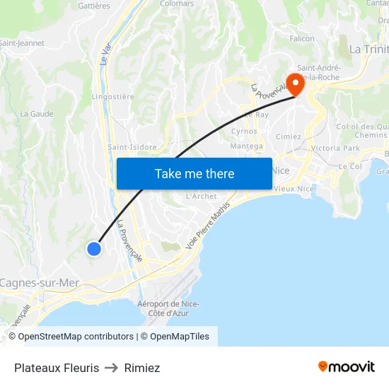 Plateaux Fleuris to Rimiez map