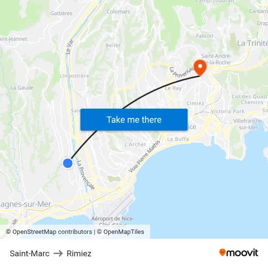 Saint-Marc to Rimiez map