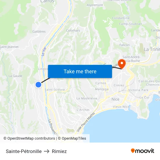 Sainte-Pétronille to Rimiez map