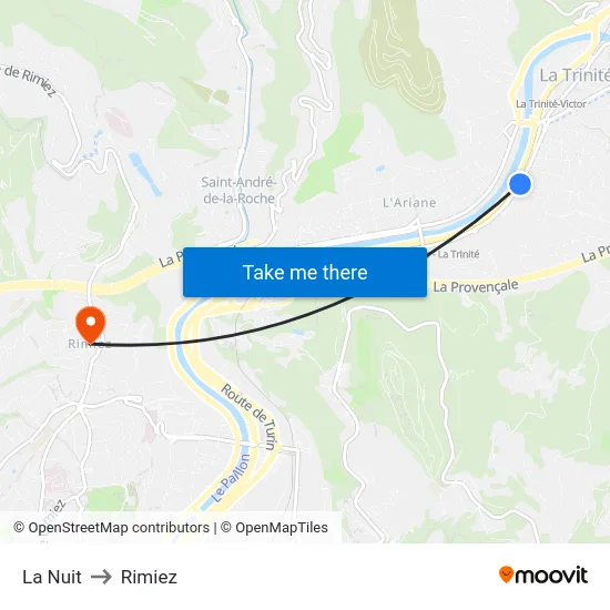 La Nuit to Rimiez map