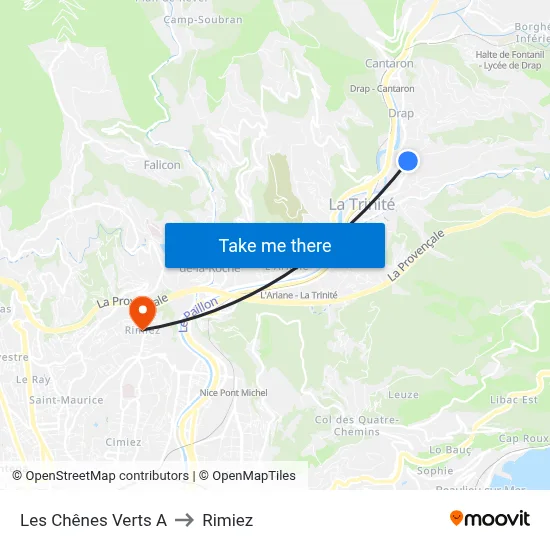 Les Chênes Verts A to Rimiez map