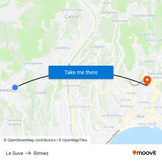 Le Suve to Rimiez map