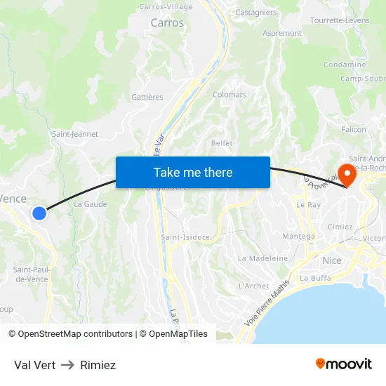 Val Vert to Rimiez map