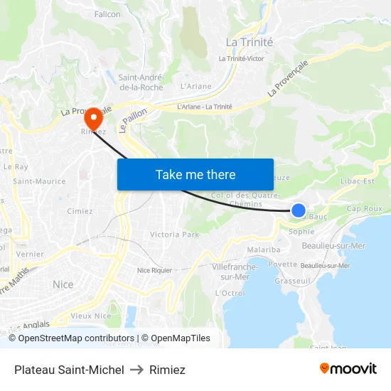 Plateau Saint-Michel to Rimiez map