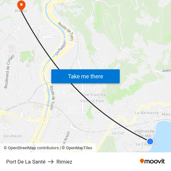 Port De La Santé to Rimiez map