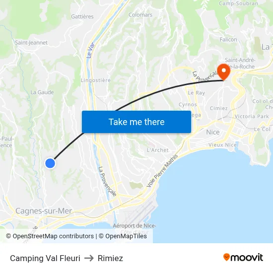 Camping Val Fleuri to Rimiez map