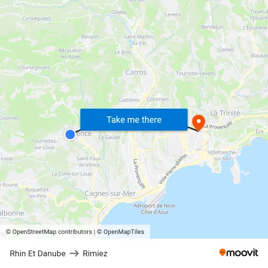 Rhin Et Danube to Rimiez map