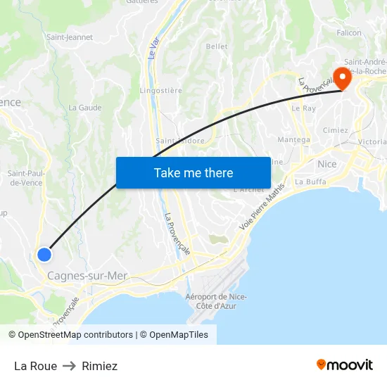 La Roue to Rimiez map