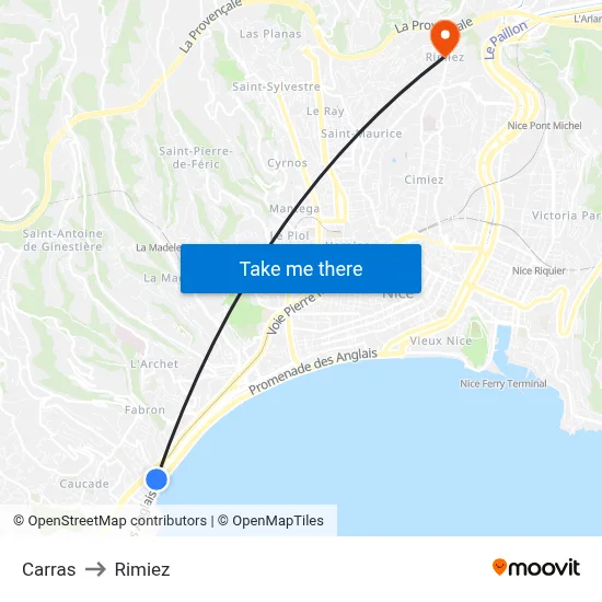 Carras to Rimiez map
