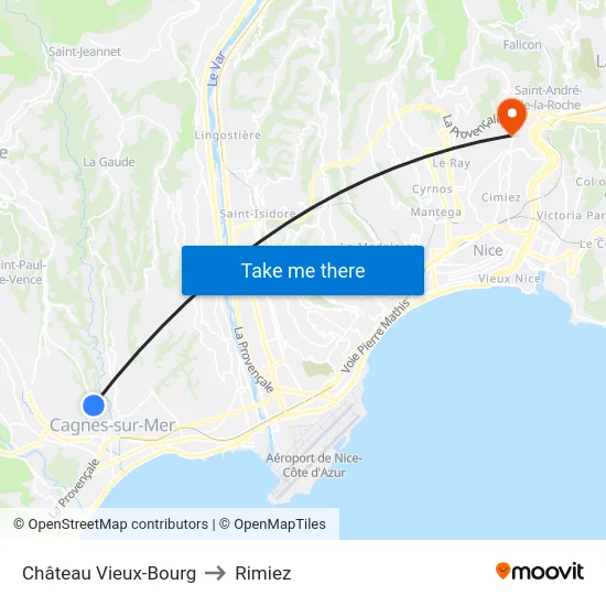 Château Vieux-Bourg to Rimiez map