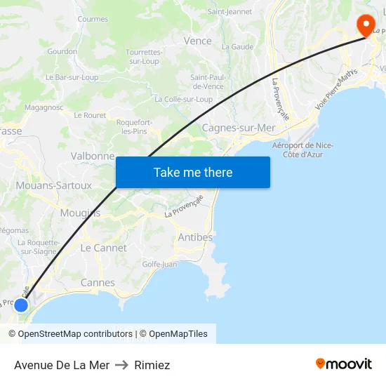 Avenue De La Mer to Rimiez map