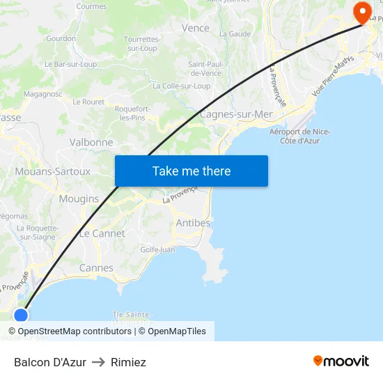 Balcon D'Azur to Rimiez map