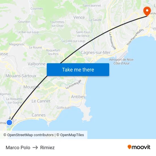 Marco Polo to Rimiez map